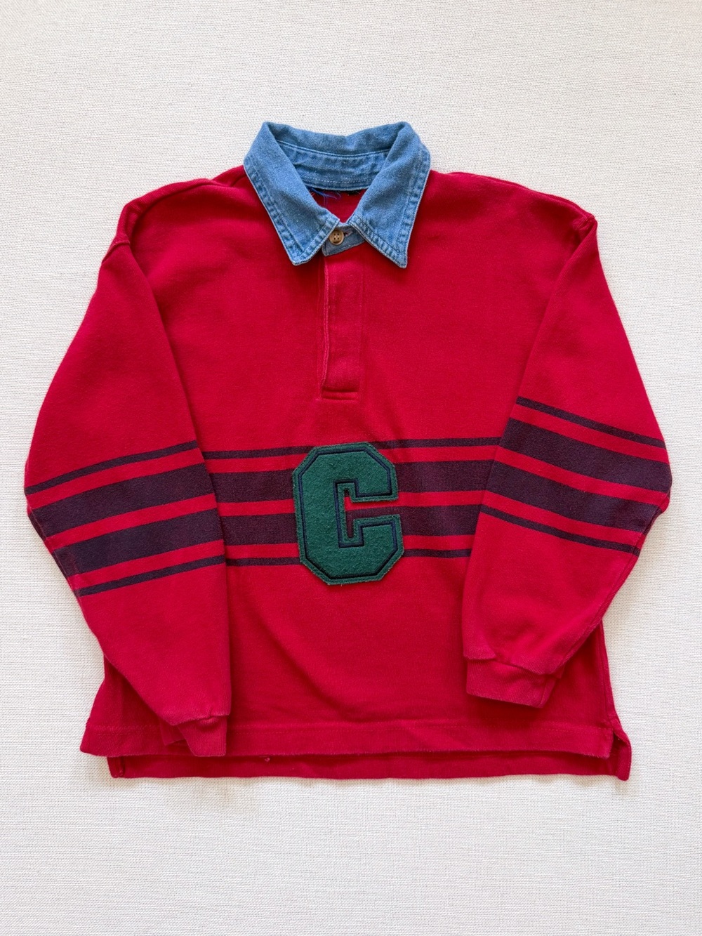 Vintage y2k Long Sleeve Denim Collared Polo Shirt